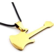 Solfera Elektro Gitar Sarı Çelik Italyan Siyah Zincir Erkek Kolye Q0702