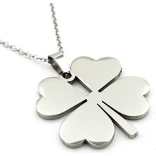 Solfera Dört Yapraklı Yonca Şans Tılsım Paslanmaz Çelik Kolye Q0743