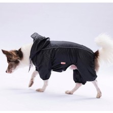 Pawstar Siyah Muson Su Geçirmez Küçük Irk Köpek Yağmurluk Tulum
