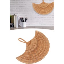 Ocean Point Doğal Rattan Dekoratif Duvar Süsü El Yapımı Yarım Ay Hasır Duvar Dekoru Bohem Tarz 30 cm  Oceanpoint