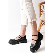 Alinn Butikk 868-756 Siyah Rugan Günlük Yüksek Tabanlı Loafer Ayakkabı