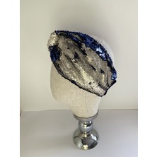 Bivalvia Accessories Mavi Gri Pullu Payetli Bandana
