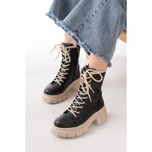 Alinn Butikk 842-2961 Siyah Bağcıklı Kalın Tabanlı Fermuarlı Günlük Kadın Bot