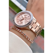Ferrucci MRD11774 Rose Gold Renk Çelik Kordon Kadın Kol Saati Bileklik Hediyeli