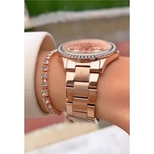 Ferrucci MRD11774 Rose Gold Renk Çelik Kordon Kadın Kol Saati Bileklik Hediyeli