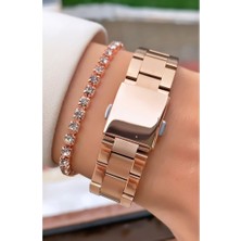 Ferrucci MRD11774 Rose Gold Renk Çelik Kordon Kadın Kol Saati Bileklik Hediyeli