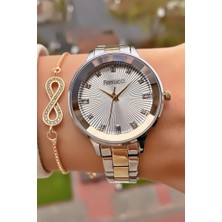 Ferrucci MRD11796 Sarı Gümüş Renk Çelik Kordon Kadın Kol Saati Bileklik Hediyeli