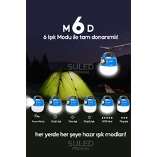 Suled 6 Modlu El Feneri ve Kamp Lambası USB & Solar Şarjlı Smd LED Askılı Taşınabilir Işık