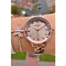 Ferrucci MRD11827 Rose Gold Renk Çelik Kordon Kadın Kol Saati Bileklik Hediyeli