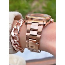 Homies MRD12245 Rose Gold Renk Kadın Kol Saati Bileklik Hediyeli