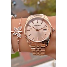 Ferrucci MRD11828 Rose Gold Renk Çelik Kordon Kadın Kol Saati Bileklik Hediyeli