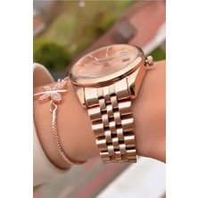 Ferrucci MRD11828 Rose Gold Renk Çelik Kordon Kadın Kol Saati Bileklik Hediyeli