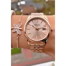 Ferrucci MRD11828 Rose Gold Renk Çelik Kordon Kadın Kol Saati Bileklik Hediyeli