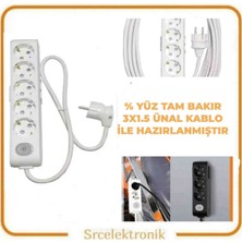 Viko Multi-Let 5 Lü Ünal Kablolu (1 Ile 10 Metre Arası) Anahtarlı Topraklı Çocuk Korumalı Uzatma ( 3x1.5 Ünal Kablo Tam Bakır) Ttr Kablo Tseli HO5VV-F