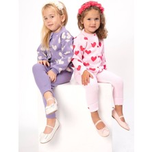 La Luna Kidz Kalp Desenli Triko Kız Çocuk Ikili Takım Pembe