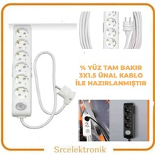 Viko Multi-Let 6'lı (12 - 40 Metre Arası) Anahtarlı Topraklı Çocuk Korumalı Uzatma (3x1.5 Tam Bakır) Ttr Kablo Tseli HO5VV-F
