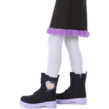 Kiko Kids Etil Zmrt Fermuarlı Kız Çocuk Bot Ayakkabı Siyah - Lila