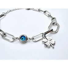Stainless Steel Sallantılı Yonca Çelik Bileklik