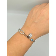 Stainless Steel Sallantılı Yonca Çelik Bileklik