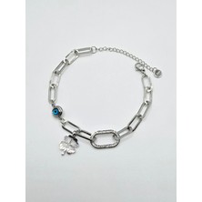Stainless Steel Sallantılı Yonca Çelik Bileklik