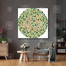 SML Tablo Göz Doktoru Muayenesi Optisyen Renk Körlüğü Testi Yeşil Mavi Turuncu Kare Kanvas Tablo