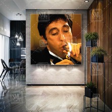 SML Tablo Scarface Tony Montana Karizmatik Oyuncu Efsane Aktör Hollywood Ikon Kare Kanvas Tablo