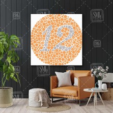 SML Tablo Göz Doktoru Muayenesi Renk Körlüğü Testi Yeşil Gri Turuncu Kare Kanvas Tablo