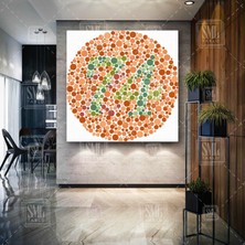 SML Tablo Optisyen Renk Körlüğü Testi Göz Doktoru Muayenesi Sarı Kırmızı Mavi Yeşil Kare Kanvas Tablo