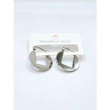 Stainless Steel Geometrik Desenli Çelik Küpe