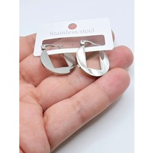 Stainless Steel Geometrik Desenli Çelik Küpe