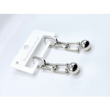 Stainless Steel Küre Detaylı Sallantılı Çelik Küpe
