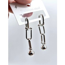 Stainless Steel Küre Detaylı Sallantılı Çelik Küpe