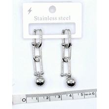 Stainless Steel Küre Detaylı Sallantılı Çelik Küpe