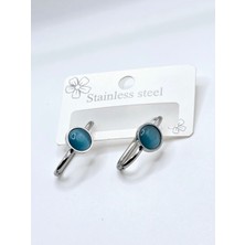 Stainless Steel Taş Detaylı Çelik Küpe