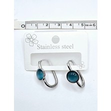 Stainless Steel Taş Detaylı Çelik Küpe