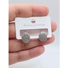 Fashion Jewelry Taş Detaylı Elips Çelik Küpe