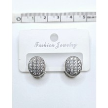 Fashion Jewelry Taş Detaylı Elips Çelik Küpe