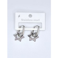 Stainless Steel Yıldız Sallantılı Çelik Küpe