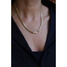 Yenigün Kuyumculuk 14 Ayar Altın Taşlı Kilit Detaylı Gurmet Kolye