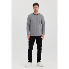 Alexander Gardi Çizgili Yırtmaçlı Regular Fit Sweatshırt (E22751 00)