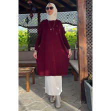 Rabia Şamlı Melda Triko Tunik Bordo