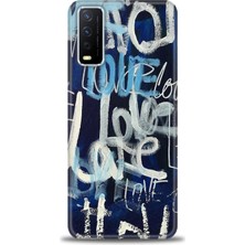 Vivo Y20 Kılıf Hd Baskılı - Love Mavi + 9h Nano Ekran Koruyucu