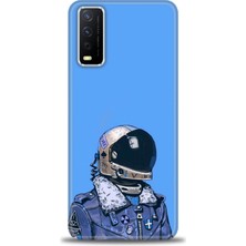 Vivo Y20S Kılıf Hd Baskılı - Mavi Astronot + 9h Nano Ekran Koruyucu