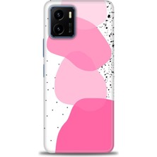 Vivo Y15S Kılıf Hd Baskılı - Pembe Beyaz Siyah + 9h Nano Ekran Koruyucu