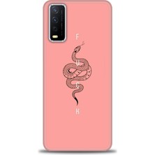 Vivo Y20 Kılıf Hd Baskılı - Pembe Yılan + 9h Nano Ekran Koruyucu