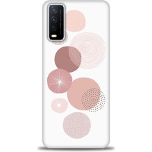 Vivo Y20 Kılıf Hd Baskılı - Mürdüm Daireler + 9h Nano Ekran Koruyucu