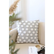 Hamur Bohem Tasarım Gri Kare Dekoratif Kırlent Kılıfı %30 Pamuk %70 Micro Polyester Punch Desen