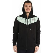Siyah Çay Desenli Fermuarlı Sweatshırt