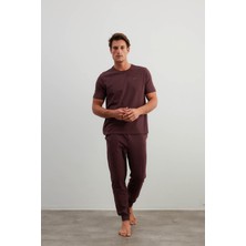 Erkek Pamuklu Kısa Kollu Uzun Pijama Takımı
