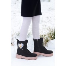 Kiko Kids Etil Zmrt Fermuarlı Kız Çocuk Bot Ayakkabı Siyah - Somon